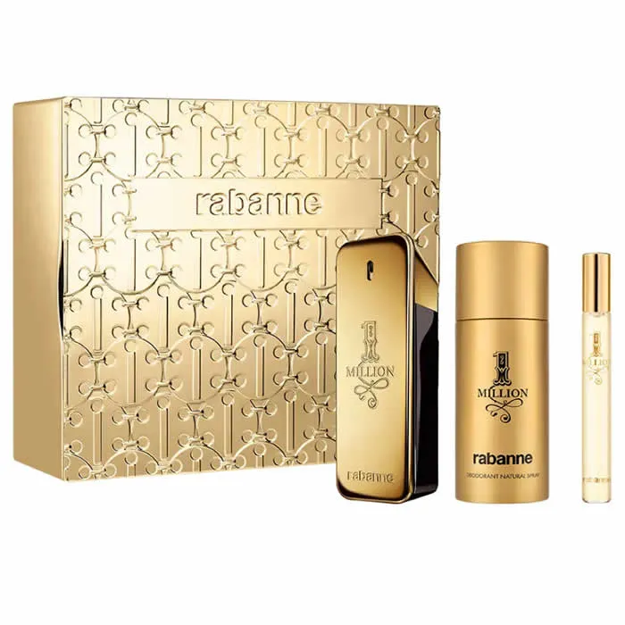 Paco Rabanne 1 Million Eau de Toilette Spray 100ml Set da 3 Pezzi