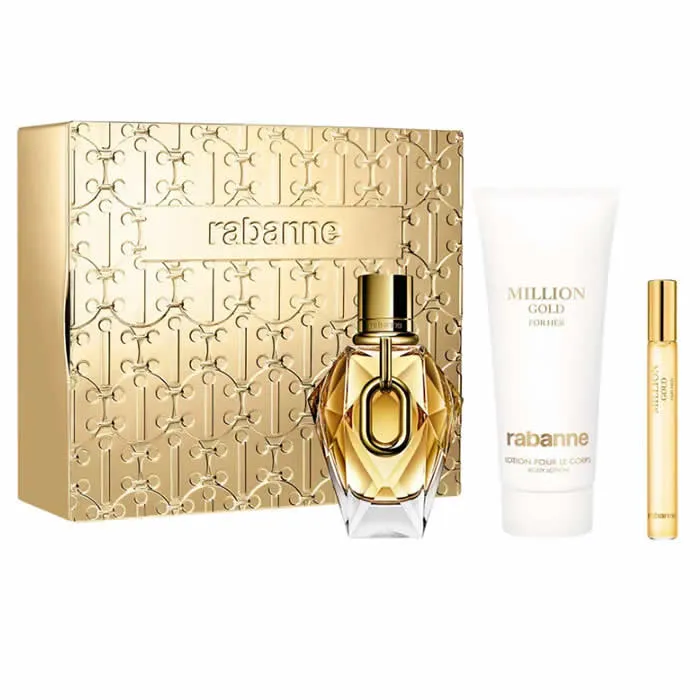 Rabanne Million Gold For Her Eau De Parfum Vaporisateur 90ml Coffret 3 Produits
