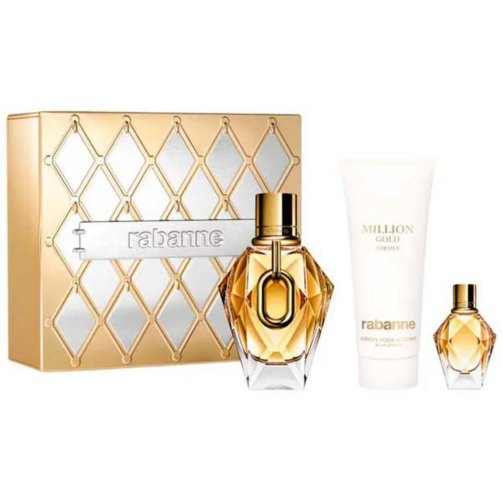 P Rabanne Million Gold For Her Eau de Parfum Recargable 90ml Lotion Pour Le Corps Loción Corporal 100ml Eau de Parfum 10 ml