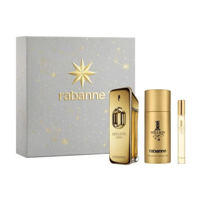 Rabanne Million Gold Eau de Parfum Intense Spray 100ml Set da 3 Pezzi