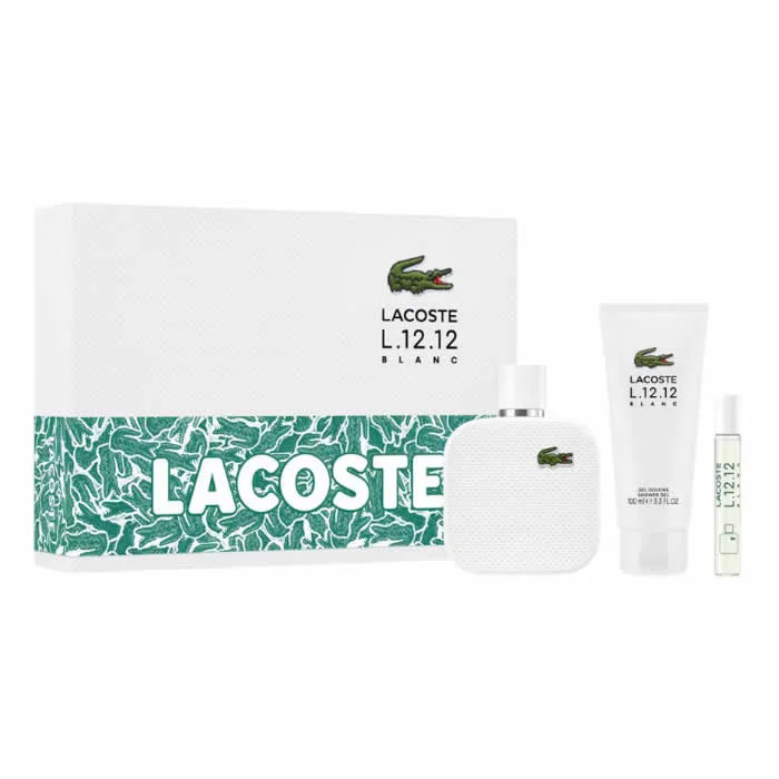 Lacoste L 12.12 White Eau de Toilette Spray 100ml Set di 3 pezzi