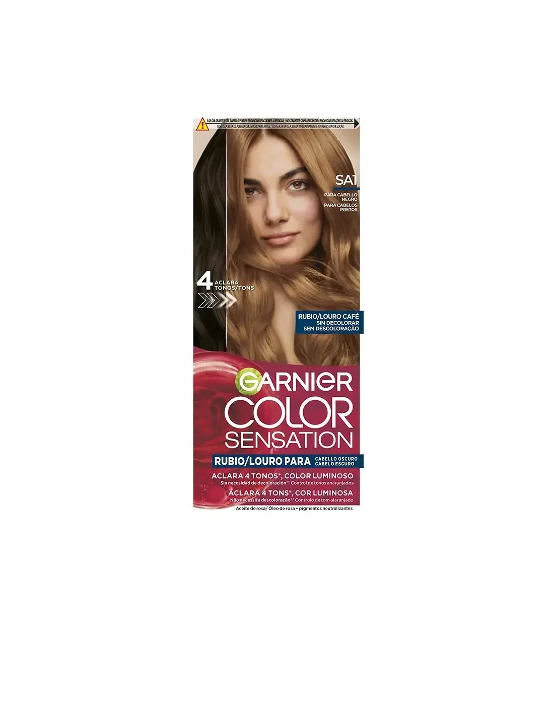 Garnier Color Sensation Tinta per Capelli Biondo Luminoso Senza Colore per Capelli Scuri, Louro Café 5 Unità