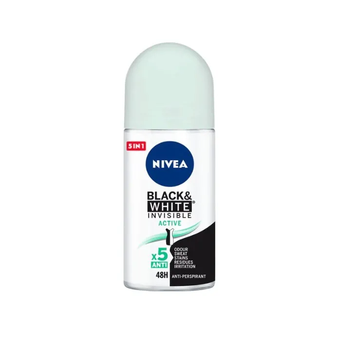 Nivea Black & White Invisible Active Deodorante Roll On 50 ml