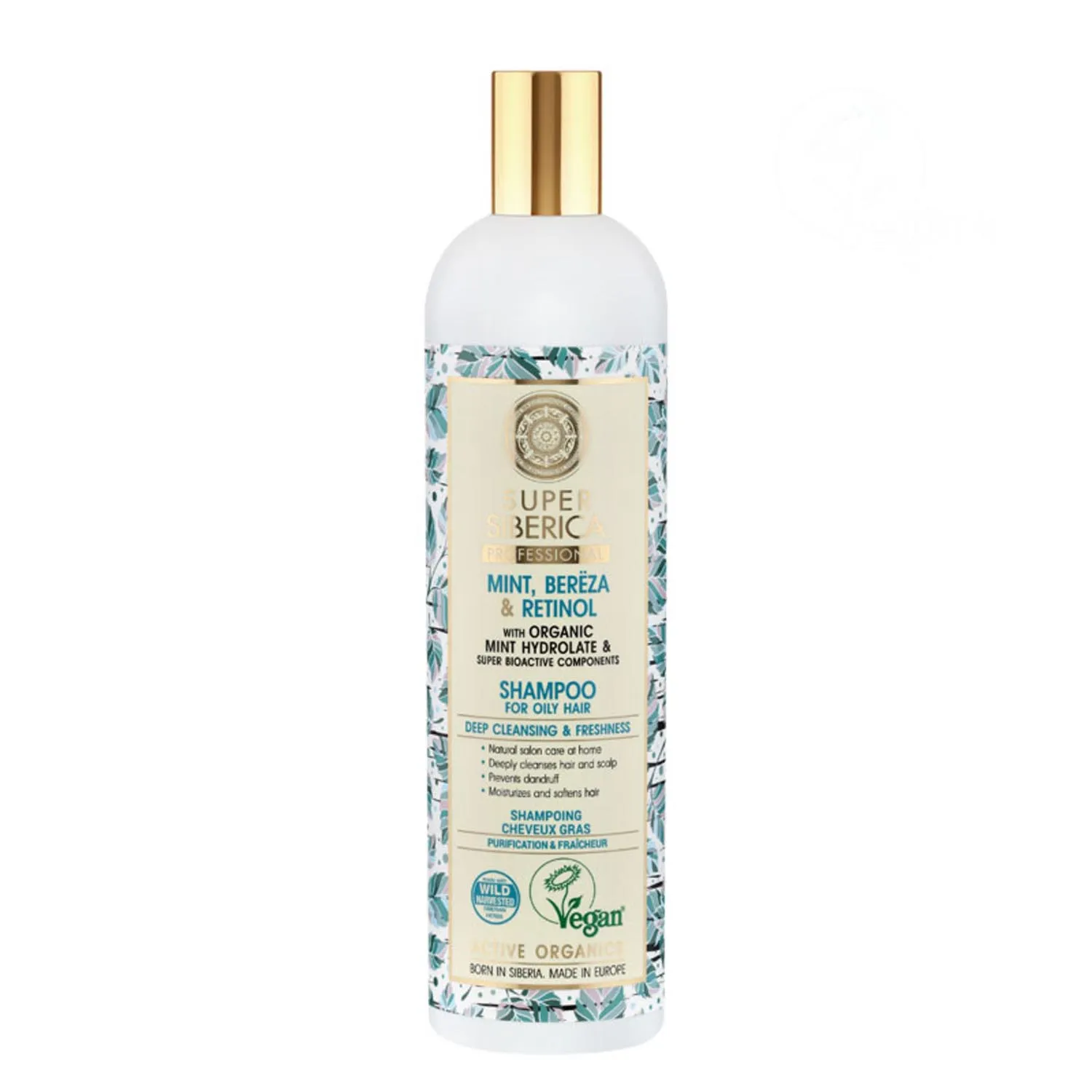 Natura Siberica Menta Betulla Retinolo Shampoo Professionale per Capelli Grassi 400ml