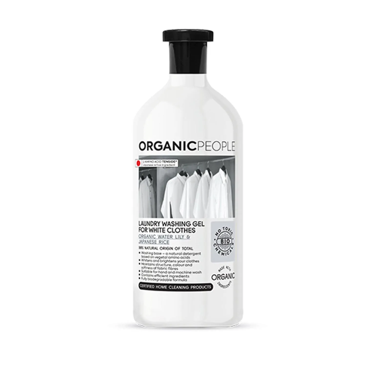 Organic People White Clothes Gel Detersivo per Bucato al Ninfea Biologica e Riso Giapponese 200ml
