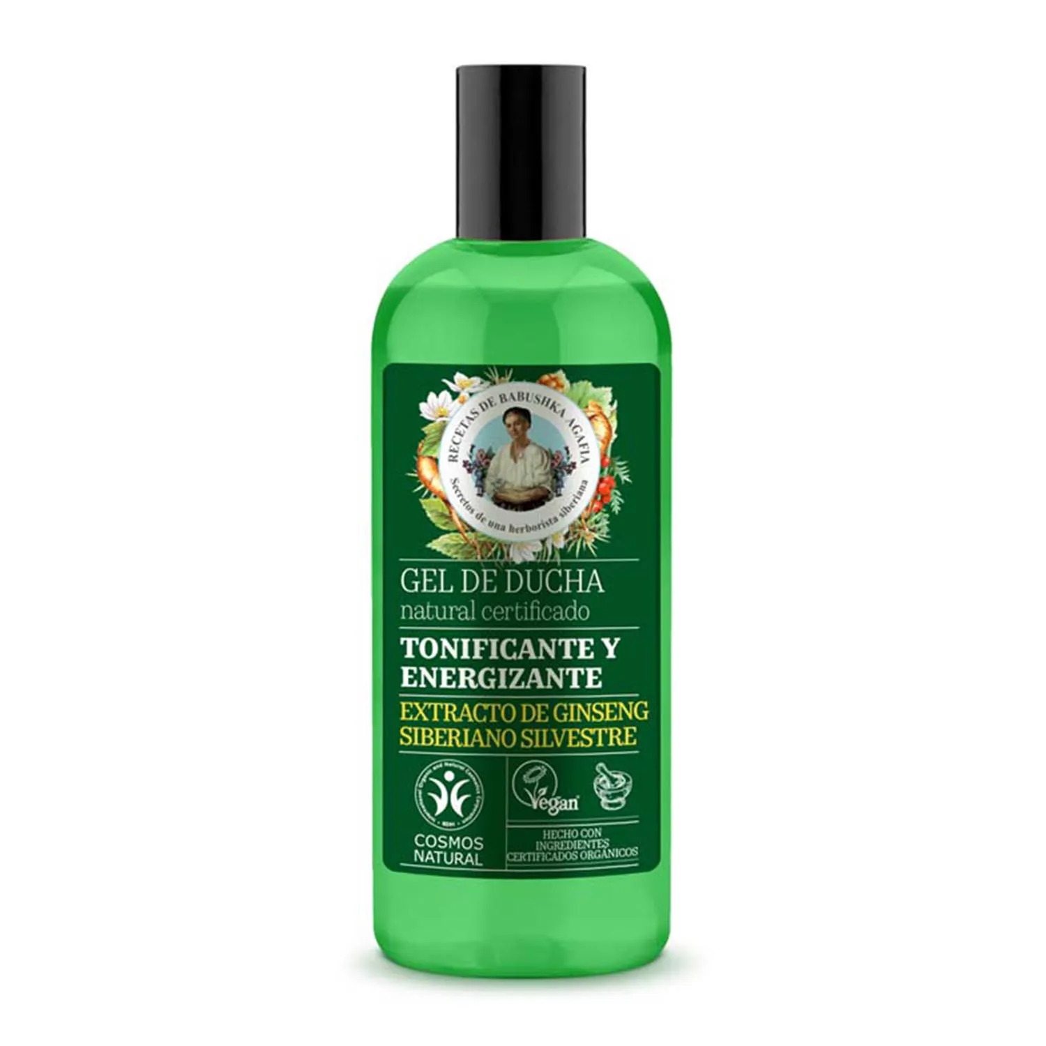 Gel da bagno tonificante naturale al ginseng siberiano Green Agafia 260 ml