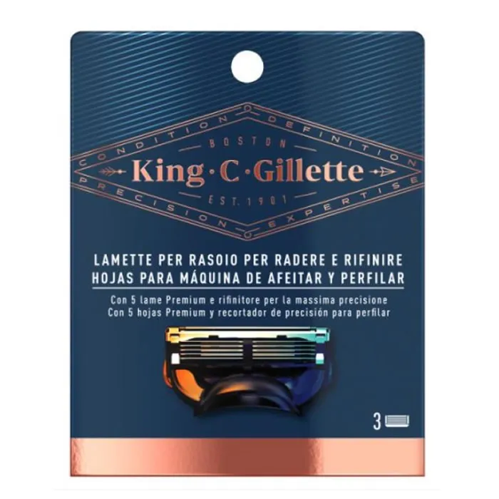 Rasoio Gillette King e lame profilate 3 unità