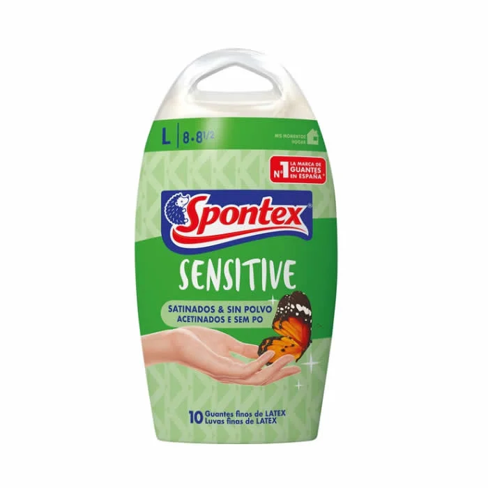 Guanti Spontex Latex Sensitive Satin senza polvere, taglia L