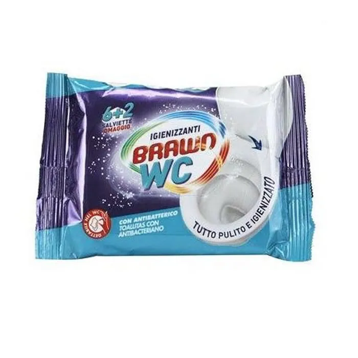 Salviette antibatteriche biodegradabili Fria Brawn SOS WC 8u