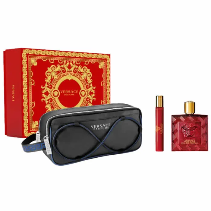 Versace Eros Flame Eau De Parfum Spray 100ml Set 3 Pezzi