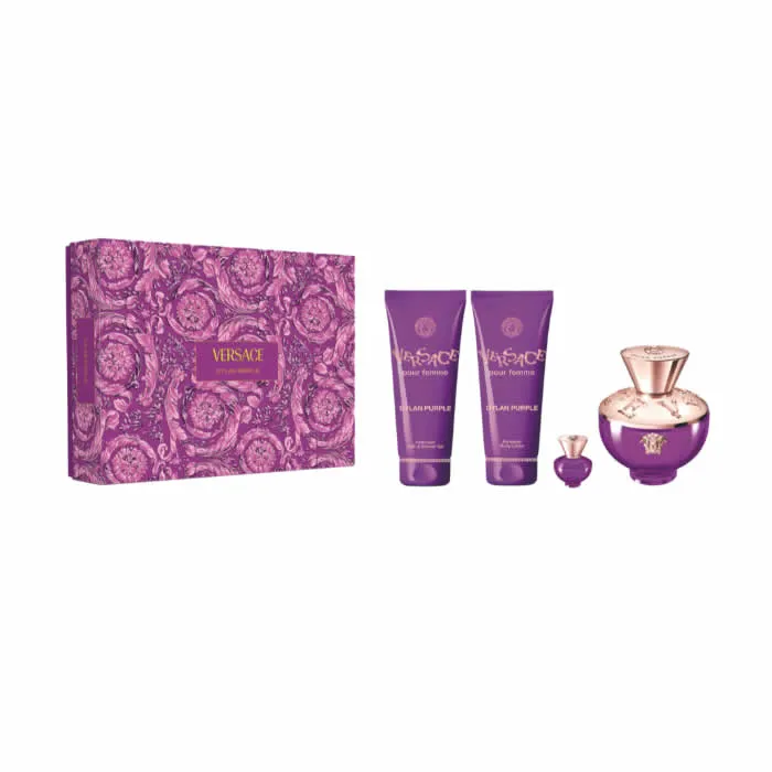 Versace Dylan Purple Eau de Parfum Spray 100ml Set di 4 pezzi