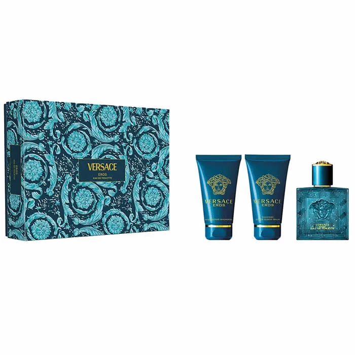 Versace Eros Eau de Toilette Spray 50ml Set di 3 pezzi