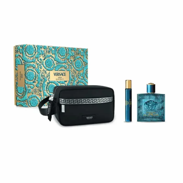 Versace Eros Eau de Toilette Spray 100ml Set di 3 pezzi