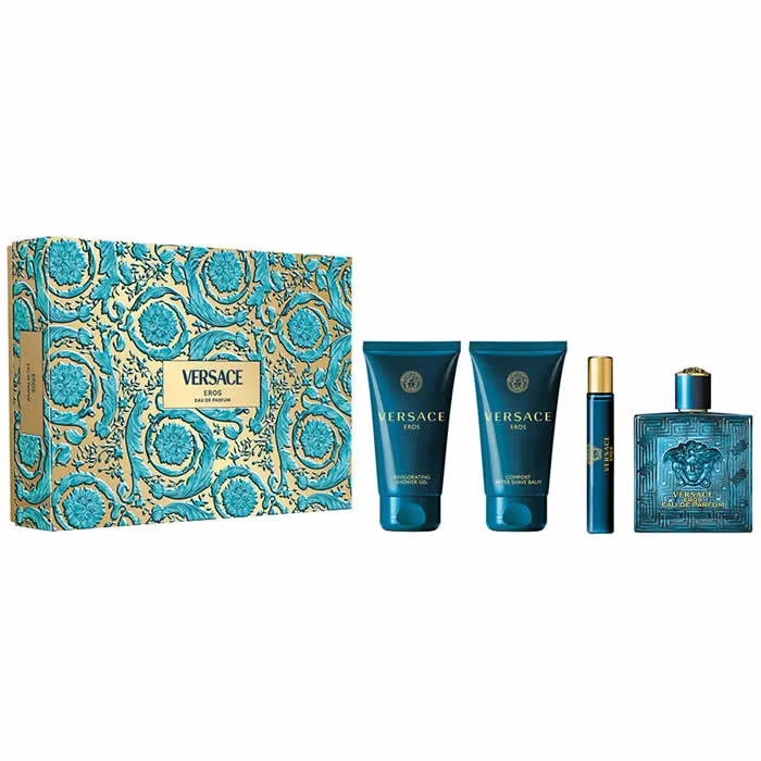 Versace Eros Eau de Parfum Spray 100ml Set di 4 pezzi