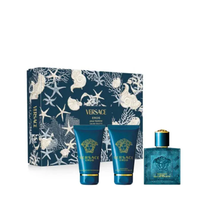 Versace Eros Eau de Toilette Spray 50ml Set di 3 pezzi