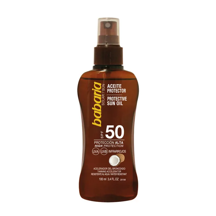Babaria Olio solare protettivo SPF50 con olio di monoï di Tahiti 100 ml