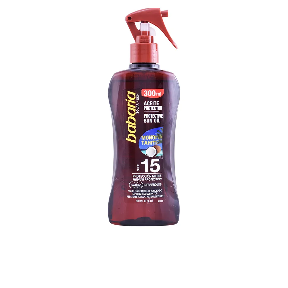 Babaria Olio solare protettivo SPF15 con olio di monoï di Tahiti 300 ml