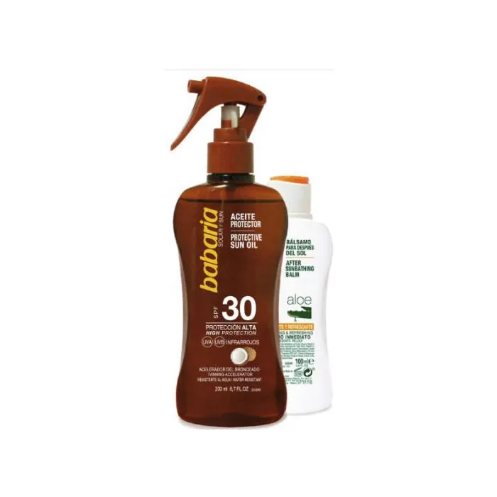 Babaria Sun Olio solare protettivo Spf30 Spray 200ml Set 2 pezzi
