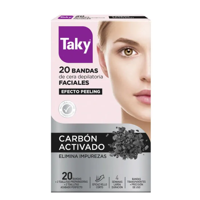 Strisce di cera per il viso Taky Carbon Activado 20 unità