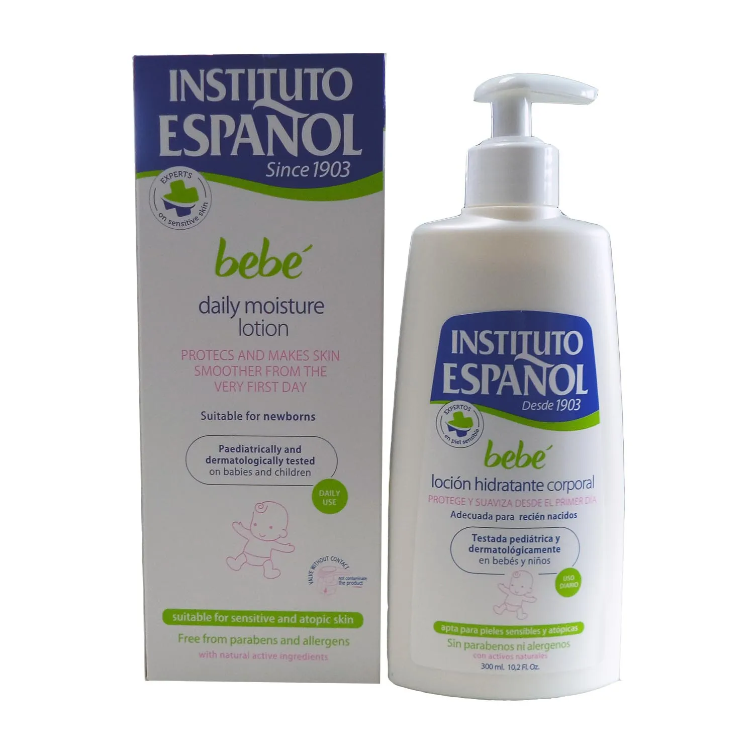 Instituto Español Baby Lozione Corpo Idratante per Neonati Pelle Sensibile Senza Allergeni 300ml