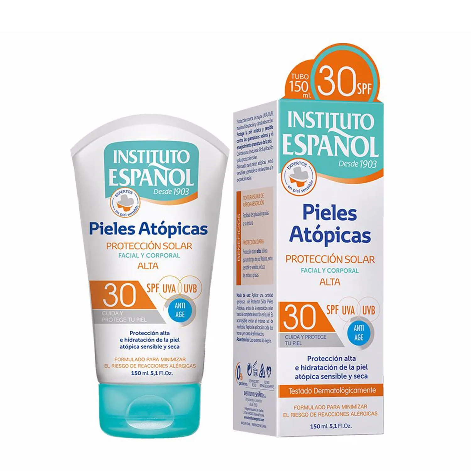 Istituto spagnolo per la pelle atopica, protezione solare viso e corpo SPF30 150 ml