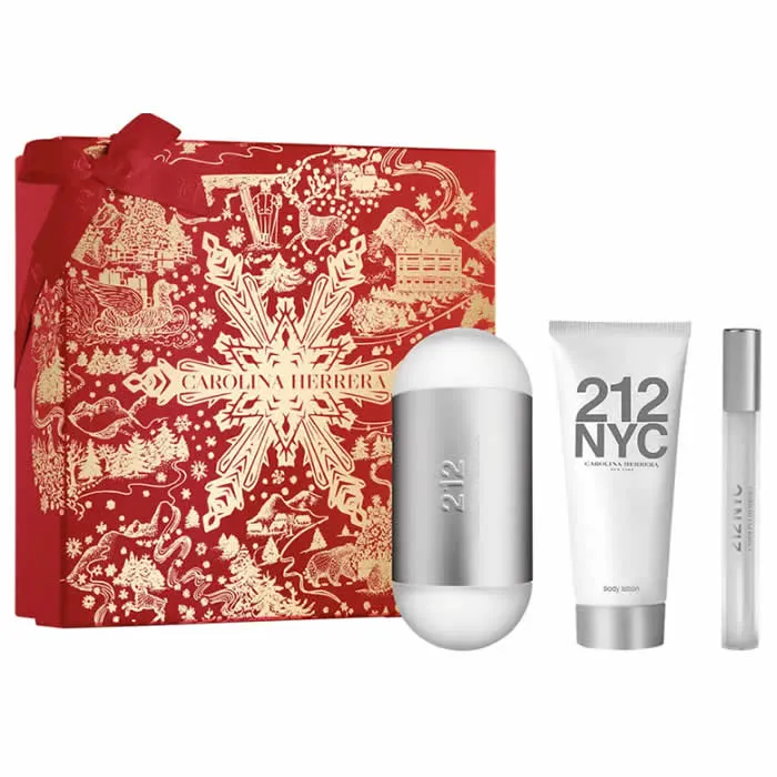 Carolina Herrera 212 NYC Eau de Toilette Spray 100ml Set di 3 pezzi