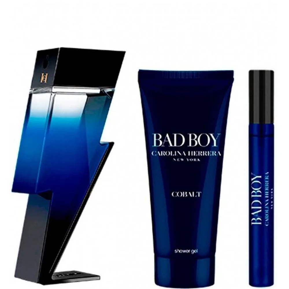 Carolina Herrera Bad Boy Cobalt Eau De Parfum 100ml Gel Ducha Cabello y Cuerpo 100ml Eau Parfum 10ml
