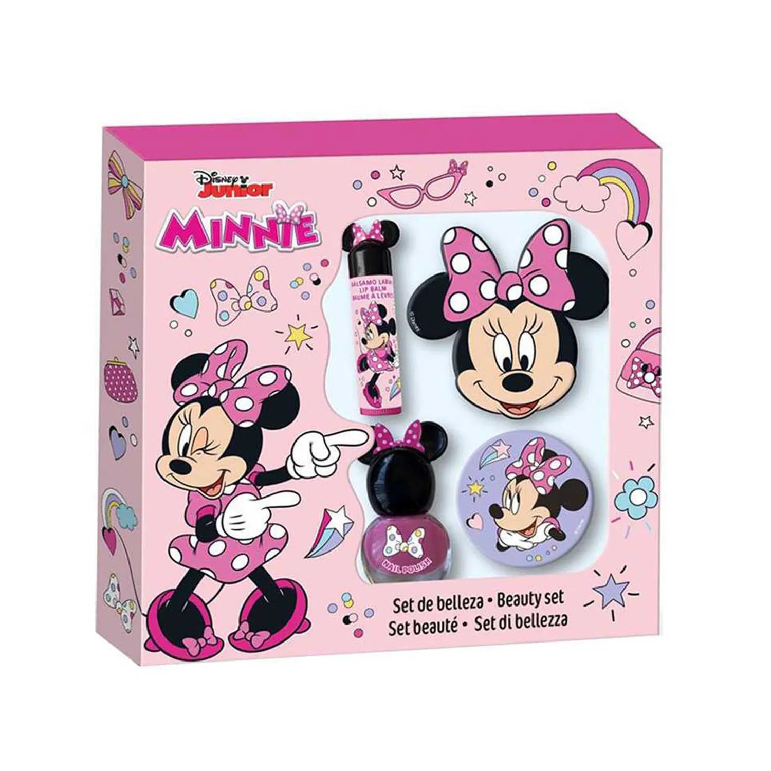 Beauty case per il trucco di Minnie dei cartoni animati, 4 pezzi