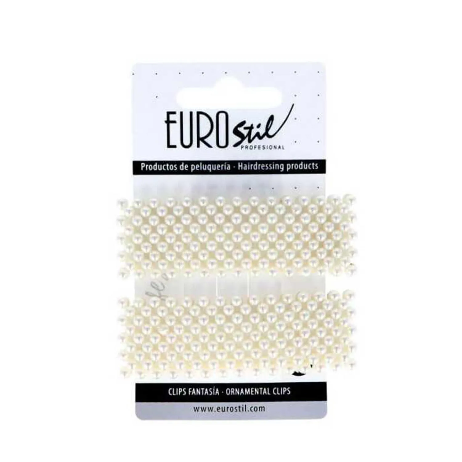 Fermagli rettangolari Eurostil Fantasy Gold con perle Confezione da 1 unità