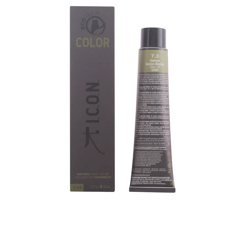 Icon Ecotech Color Tinta Naturale per Capelli 7.3 Biondo Dorato Medio 60ml