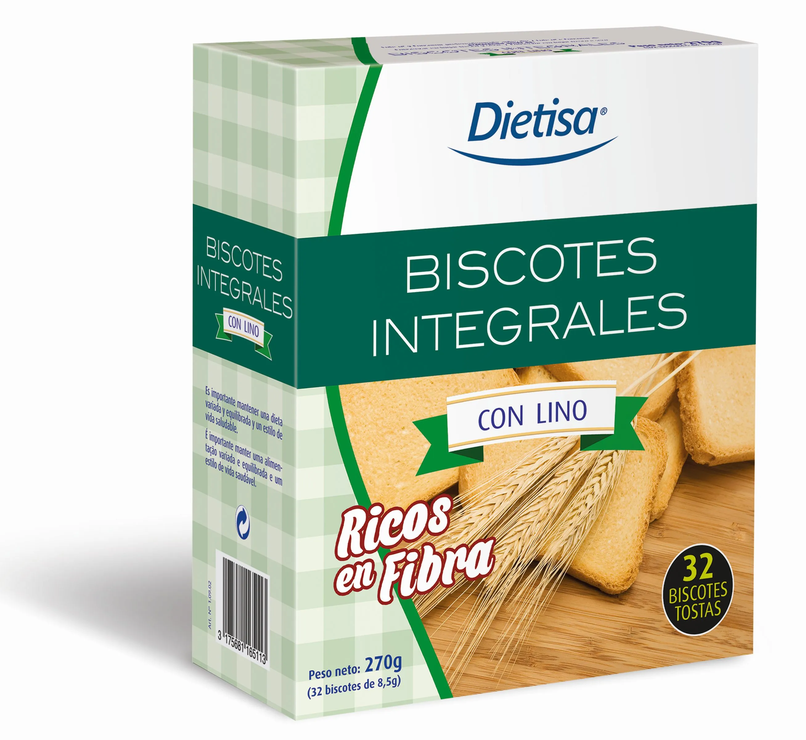 Biscotti ai semi di lino Dietisa 32 unità 270 grammi