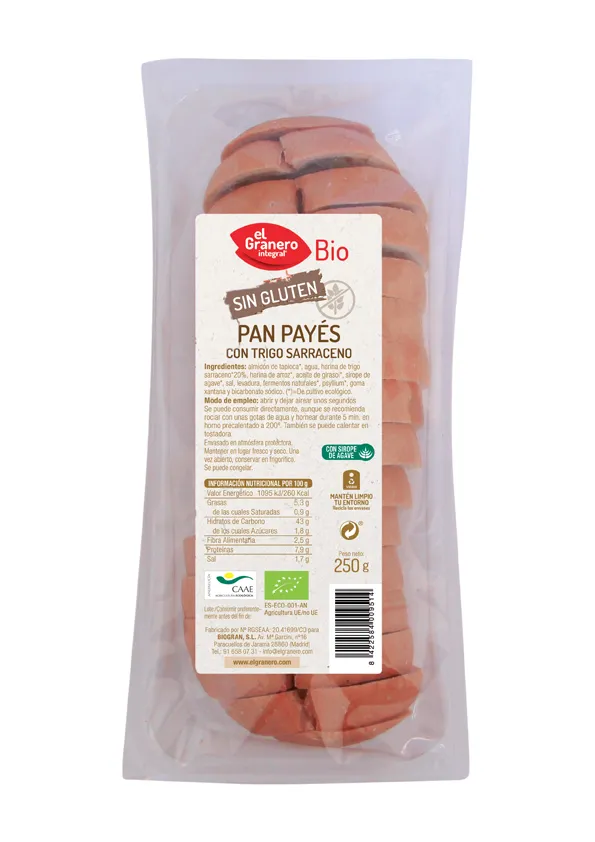 Granero Pan Payés Con Trigo Sarraceno S-Gluten Bio 250 Gra
