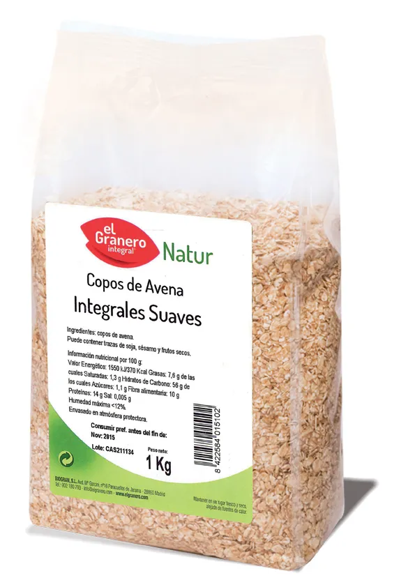 Fiocchi d’avena integrali morbidi Granero 1 Kg