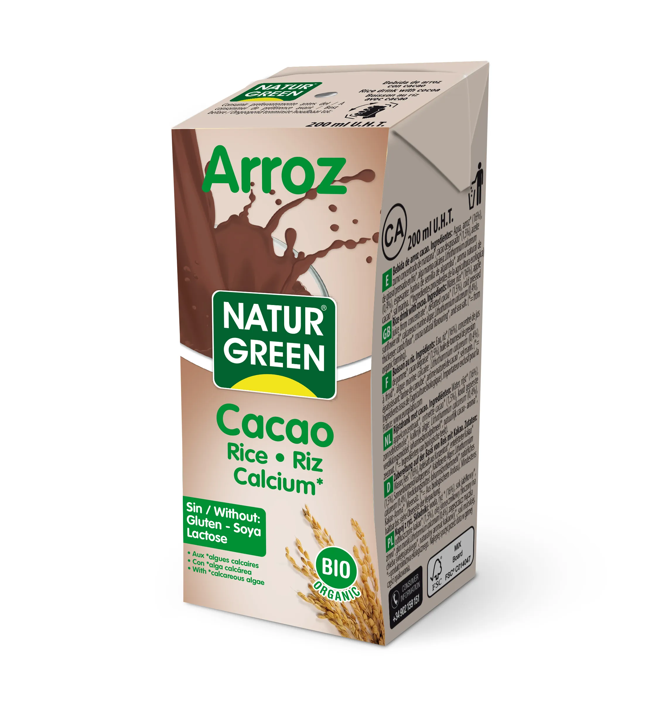 Riso al cioccolato Naturgreen con calcio 200 ml