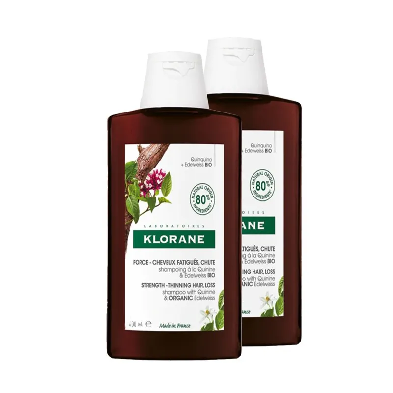 Klorane Shampoo al Chinino e Stella Alpina Bio 2x400ml
