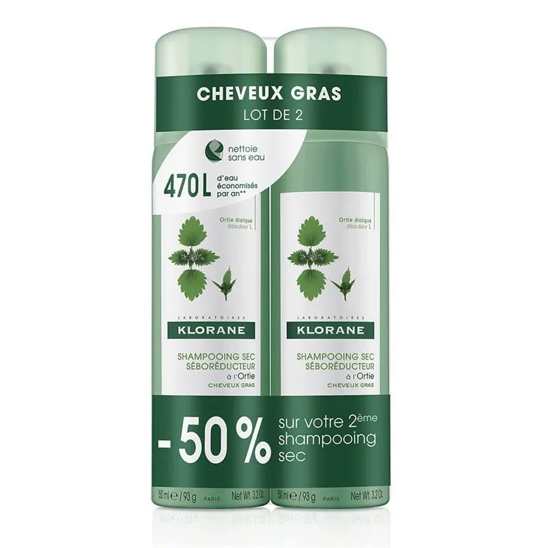 Klorane Shampoo Secco all’Ortica 2x150ml
