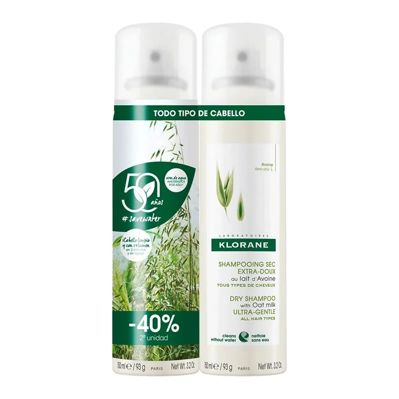Klorane Shampoo Secco al Latte d’Avena Duplo 2x150ml