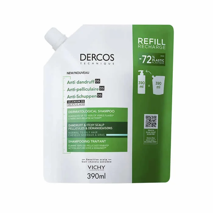 Dercos Anti-dandruff Shampoo Normal to Oily Hair Ecorefill 390 ml