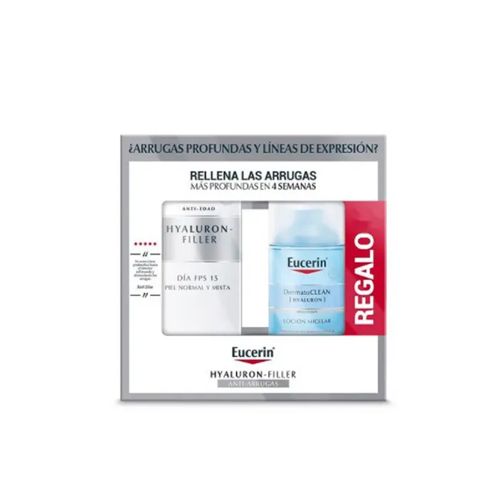 Eucerin Hyaluron-Filler Day SPF15 Pelle Normale e Mista + Acqua Micellare DermatoCLEAN in Regalo