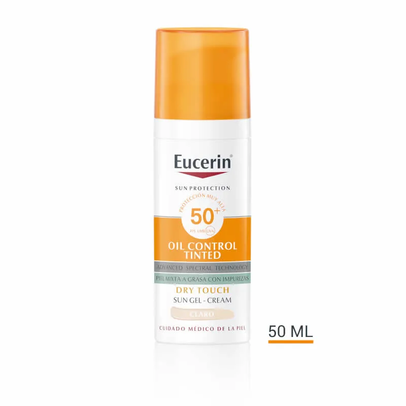 Eucerin Oil Control Crema Gel Tocco Secco SPF50+ Colorata Chiara 50 ml