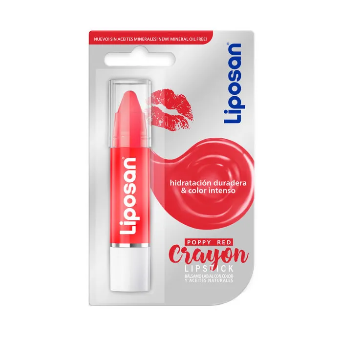 Balsamo labbra Liposan Crayon con colore rosso papavero