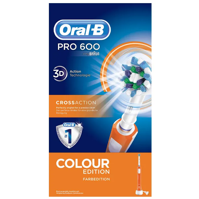 Spazzolino elettrico ricaricabile Oral-B Pro 600 CrossAction di Braun Orange