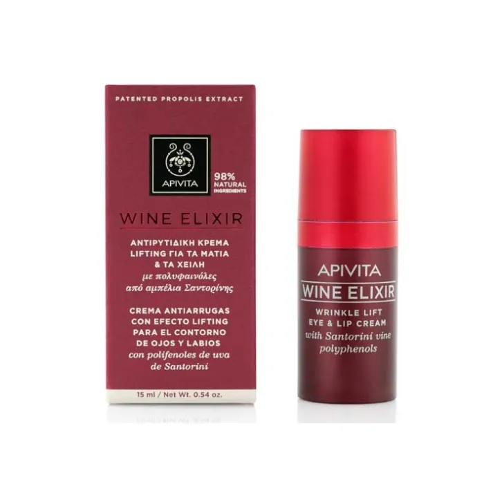 Apivita Wine Elixir Wrinkle Lift Crema contorno occhi e labbra 15 ml