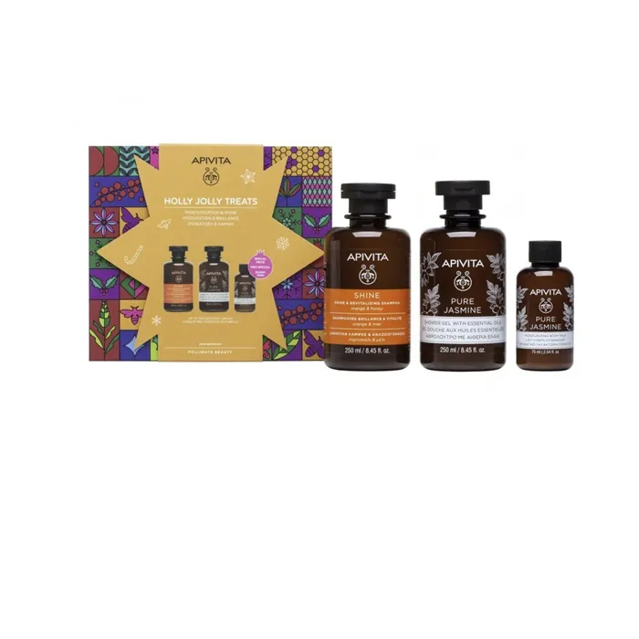 Apivita Hydration Y Shine Shampoo + Gel + Lozione Corpo Set 3 Pezzi