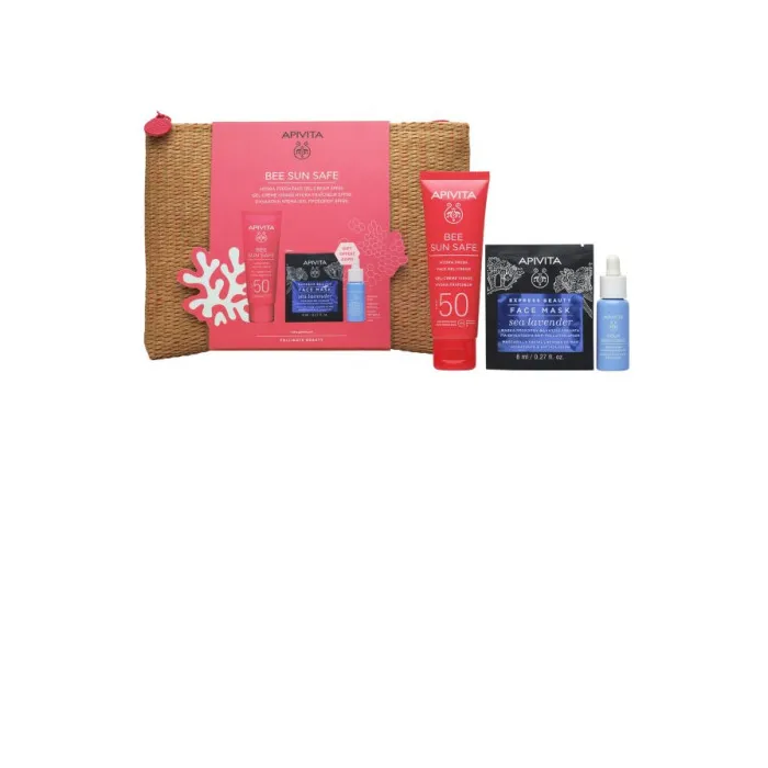 Apivita Bee Sun Safe Hydra Fresh Crema Gel Viso Spf50 50 ml Set 4 Pezzi