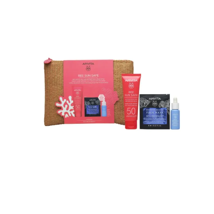 Apivita Bee Sun Safe Crema Viso Anti-Macchie e Anti-Età SPF50 50 ml Set 4 Pezzi