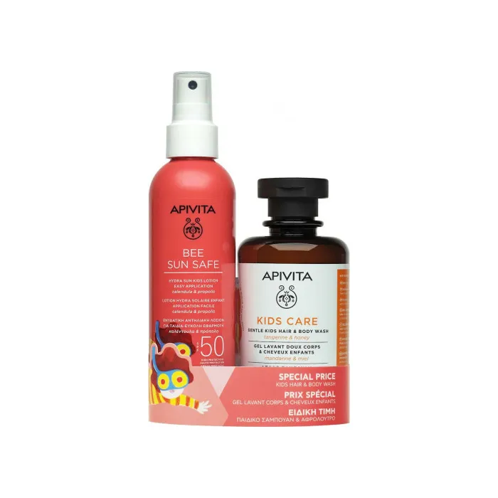 Apivita Bee Sun Safe Children’s Spray Lotion SPF50 200ml + Apivita Kids Hair & Body Hair & Mandarin Honey 200ml