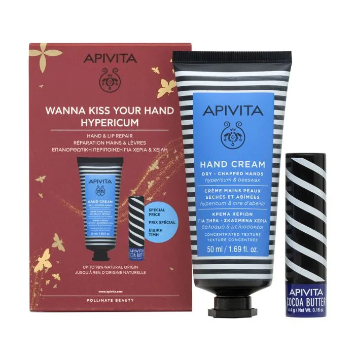 Apivita Hypericum Crema Mani 50 ml + Balsamo Labbra 4,4 g Set 2 Pezzi