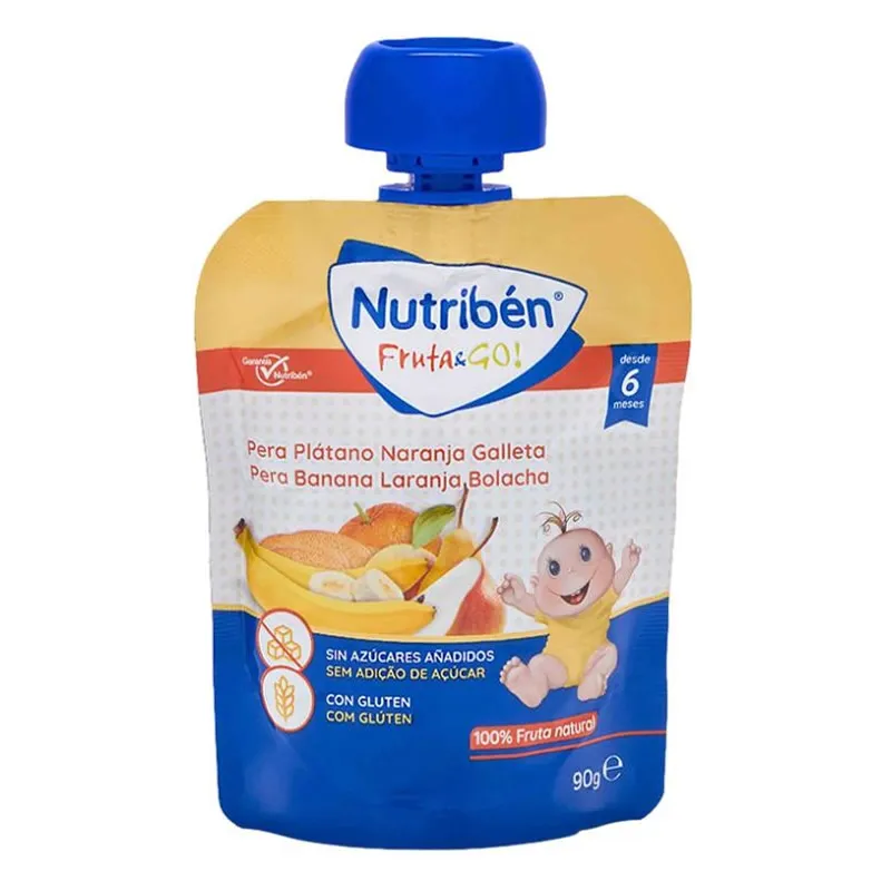 Nutriben Fruit & Go! Pera, Banana, Arancia e Biscotto 90g