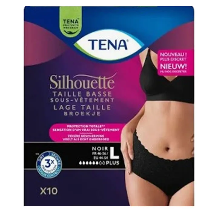 Tena Silhouette Nero Vita Bassa Taglia L 10 Unità